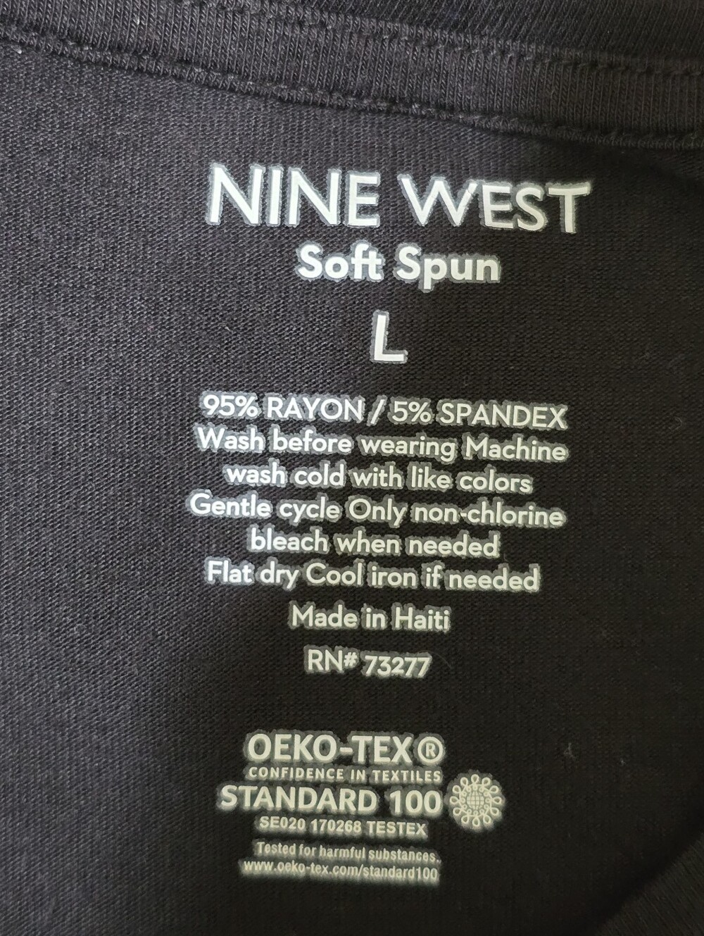 NINE WEST‎ size Large Soft Spun Short Sleeve Essential Tee Solid Black - Picture 9 of 10